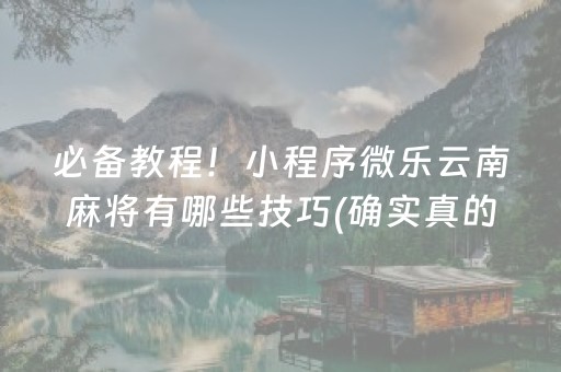 必备教程！小程序微乐云南麻将有哪些技巧(确实真的有挂)