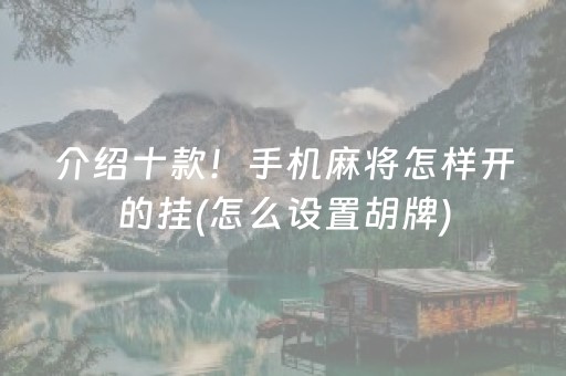 介绍十款！手机麻将怎样开的挂(怎么设置胡牌)