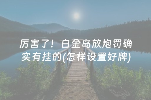 厉害了！白金岛放炮罚确实有挂的(怎样设置好牌)