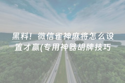 黑料！微信雀神麻将怎么设置才赢(专用神器胡牌技巧)