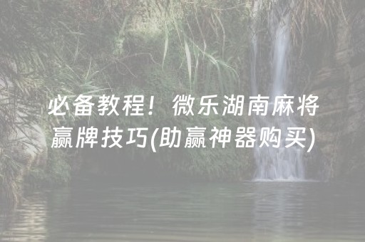 必备教程！微乐湖南麻将赢牌技巧(助赢神器购买)