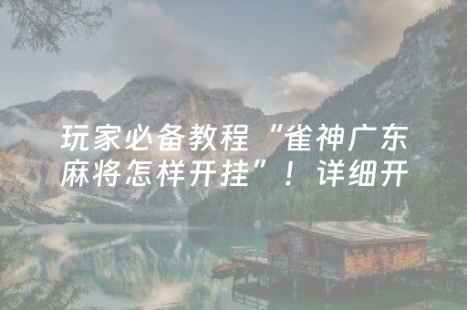 玩家必备教程“雀神广东麻将怎样开挂”！详细开挂教程（确实真的有挂)-抖音