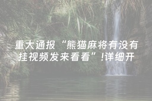 重大通报“熊猫麻将有没有挂视频发来看看”!详细开挂教程-抖音