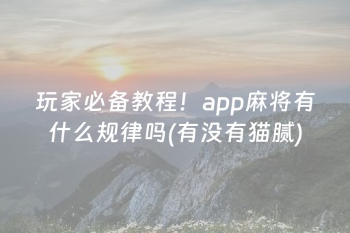 玩家必备教程！app麻将有什么规律吗(有没有猫腻)