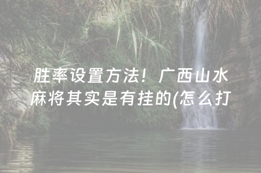 胜率设置方法！广西山水麻将其实是有挂的(怎么打才会赢)