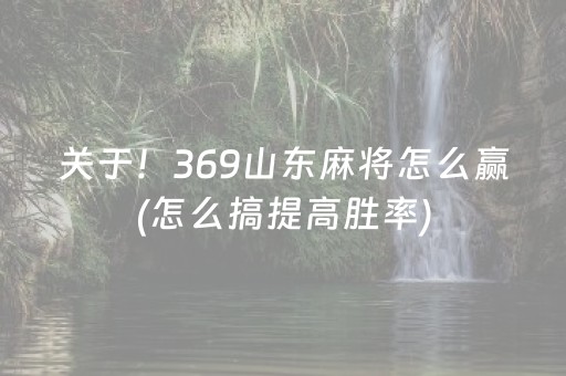 关于！369山东麻将怎么赢(怎么搞提高胜率)