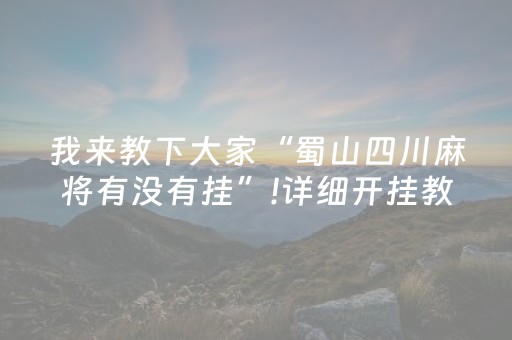 我来教下大家“蜀山四川麻将有没有挂”!详细开挂教程-抖音