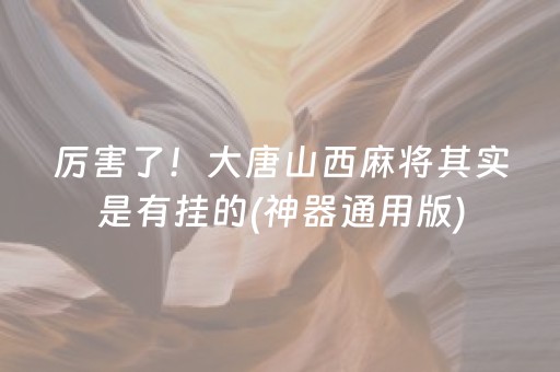 厉害了！大唐山西麻将其实是有挂的(神器通用版)