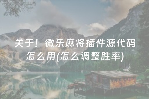 关于！微乐麻将插件源代码怎么用(怎么调整胜率)