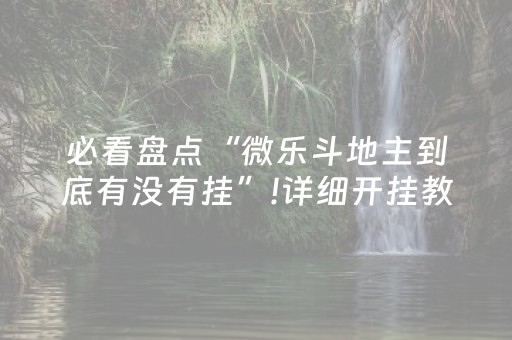 必看盘点“微乐斗地主到底有没有挂”!详细开挂教程-抖音