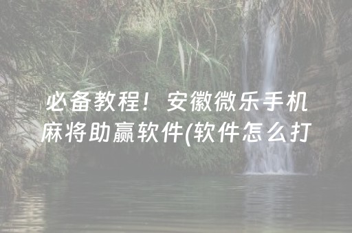 必备教程！安徽微乐手机麻将助赢软件(软件怎么打赢)