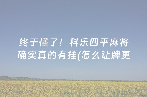 终于懂了！科乐四平麻将确实真的有挂(怎么让牌更好)