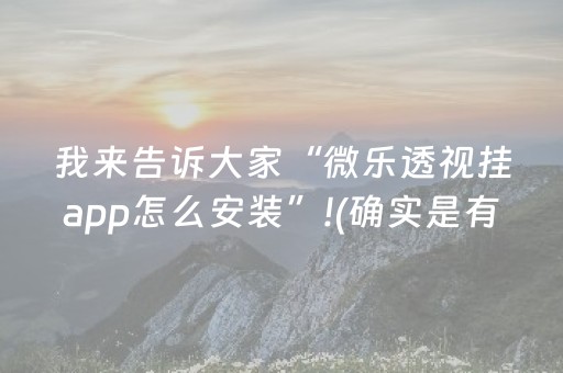 我来告诉大家“微乐透视挂app怎么安装”!(确实是有挂)-抖音