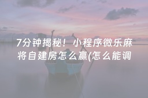 7分钟揭秘！小程序微乐麻将自建房怎么赢(怎么能调好牌)