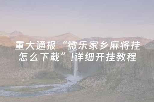 重大通报“微乐家乡麻将挂怎么下载”!详细开挂教程-抖音