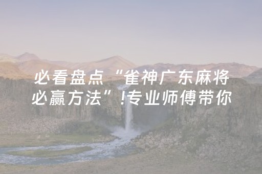 必看盘点“雀神广东麻将必赢方法”!专业师傅带你一起了解（详细教程）-抖音