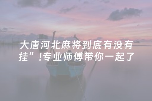 大唐河北麻将到底有没有挂”!专业师傅带你一起了解（详细教程）-抖音