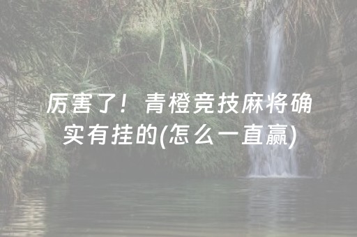 厉害了！青橙竞技麻将确实有挂的(怎么一直赢)