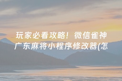 玩家必看攻略！微信雀神广东麻将小程序修改器(怎么设置能有好牌)