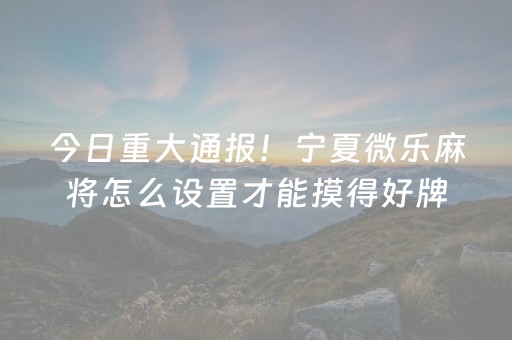 今日重大通报！宁夏微乐麻将怎么设置才能摸得好牌(怎么让系统给好牌)