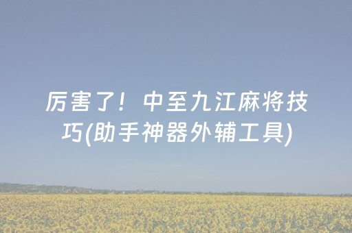 厉害了！中至九江麻将技巧(助手神器外辅工具)