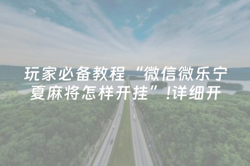 玩家必备教程“微信微乐宁夏麻将怎样开挂”!详细开挂教程-抖音