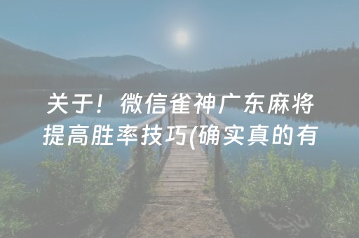 关于！微信雀神广东麻将提高胜率技巧(确实真的有挂)