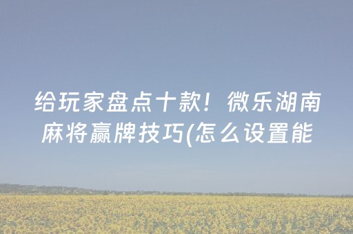 给玩家盘点十款！微乐湖南麻将赢牌技巧(怎么设置能有好牌)