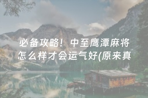 必备攻略！中至鹰潭麻将怎么样才会运气好(原来真的有挂)