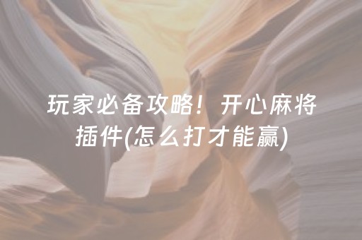 玩家必备攻略！开心麻将插件(怎么打才能赢)