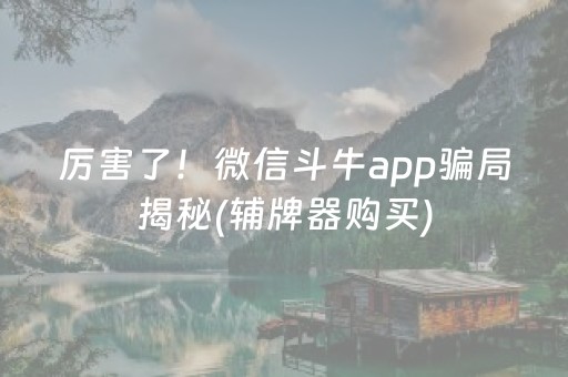 厉害了！微信斗牛app骗局揭秘(辅牌器购买)