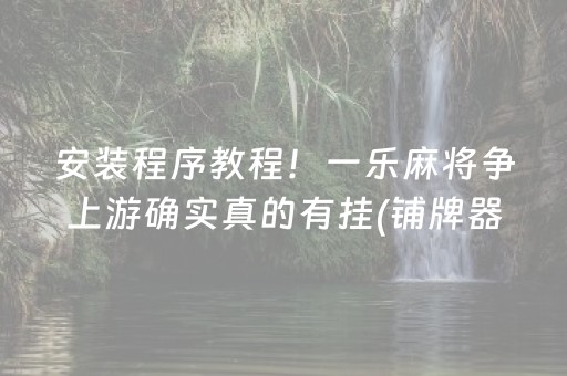 安装程序教程！一乐麻将争上游确实真的有挂(铺牌器购买)