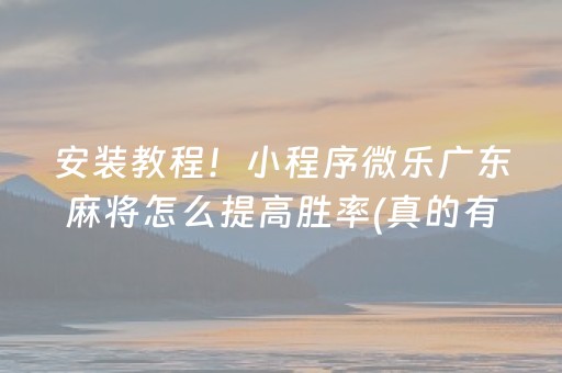 安装教程！小程序微乐广东麻将怎么提高胜率(真的有挂确实有挂)