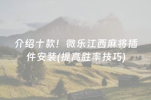 介绍十款！微乐江西麻将插件安装(提高胜率技巧)