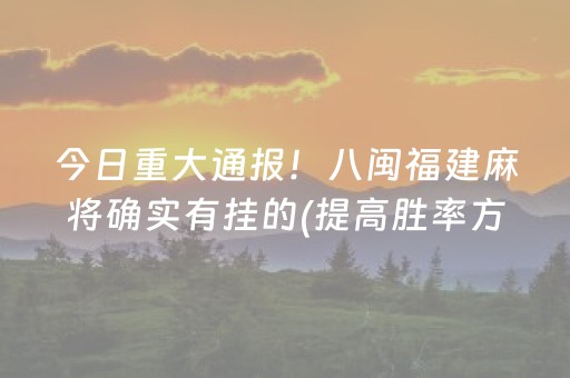 今日重大通报！八闽福建麻将确实有挂的(提高胜率方法)