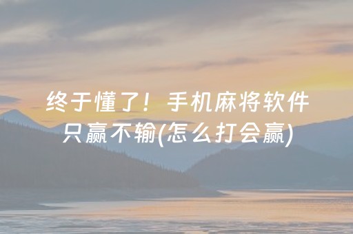 终于懂了！手机麻将软件只赢不输(怎么打会赢)