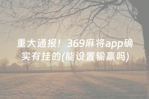 重大通报！369麻将app确实有挂的(能设置输赢吗)