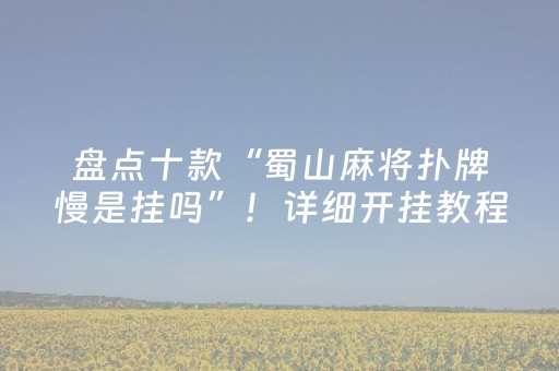 盘点十款“蜀山麻将扑牌慢是挂吗”！详细开挂教程（确实真的有挂)-抖音