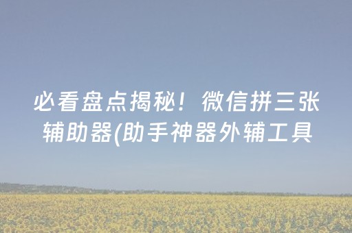 必看盘点揭秘！微信拼三张辅助器(助手神器外辅工具)