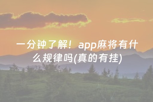 一分钟了解！app麻将有什么规律吗(真的有挂)