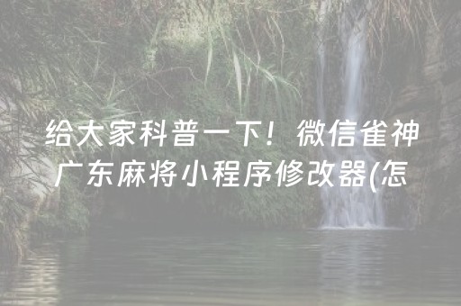 给大家科普一下！微信雀神广东麻将小程序修改器(怎么打才会赢)