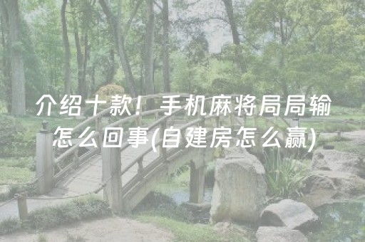 介绍十款！手机麻将局局输怎么回事(自建房怎么赢)