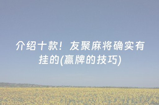 介绍十款！友聚麻将确实有挂的(赢牌的技巧)