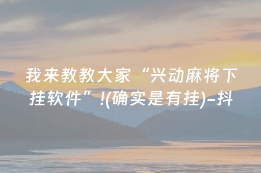 我来教教大家“兴动麻将下挂软件”!(确实是有挂)-抖音