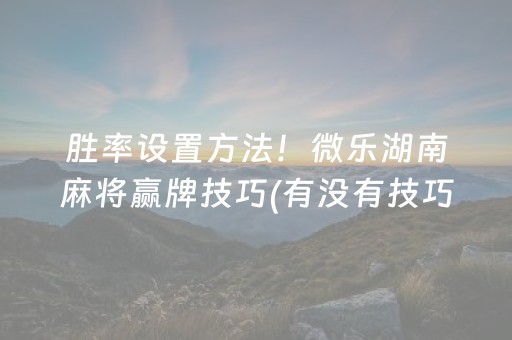 胜率设置方法！微乐湖南麻将赢牌技巧(有没有技巧)