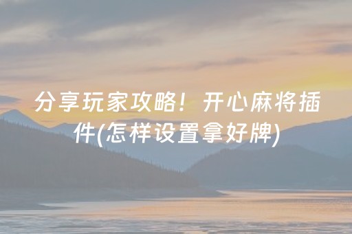 分享玩家攻略！开心麻将插件(怎样设置拿好牌)