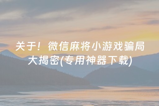 关于！微信麻将小游戏骗局大揭密(专用神器下载)