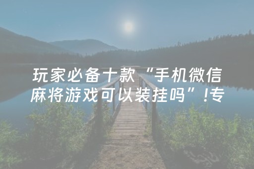 玩家必备十款“手机微信麻将游戏可以装挂吗”!专业师傅带你一起了解（详细教程）-抖音