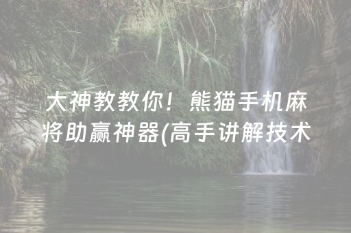 大神教教你！熊猫手机麻将助赢神器(高手讲解技术)