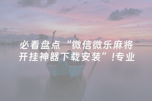 必看盘点“微信微乐麻将开挂神器下载安装”!专业师傅带你一起了解（详细教程）-抖音